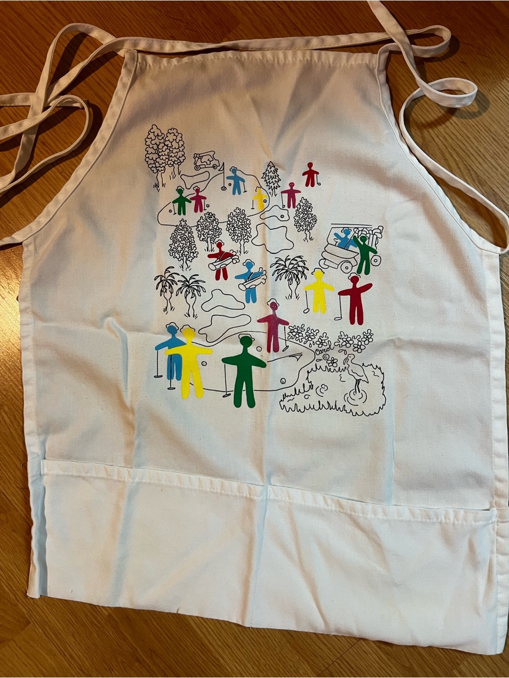 Augusta Sportswear White Apron with Multicolor Golf Art